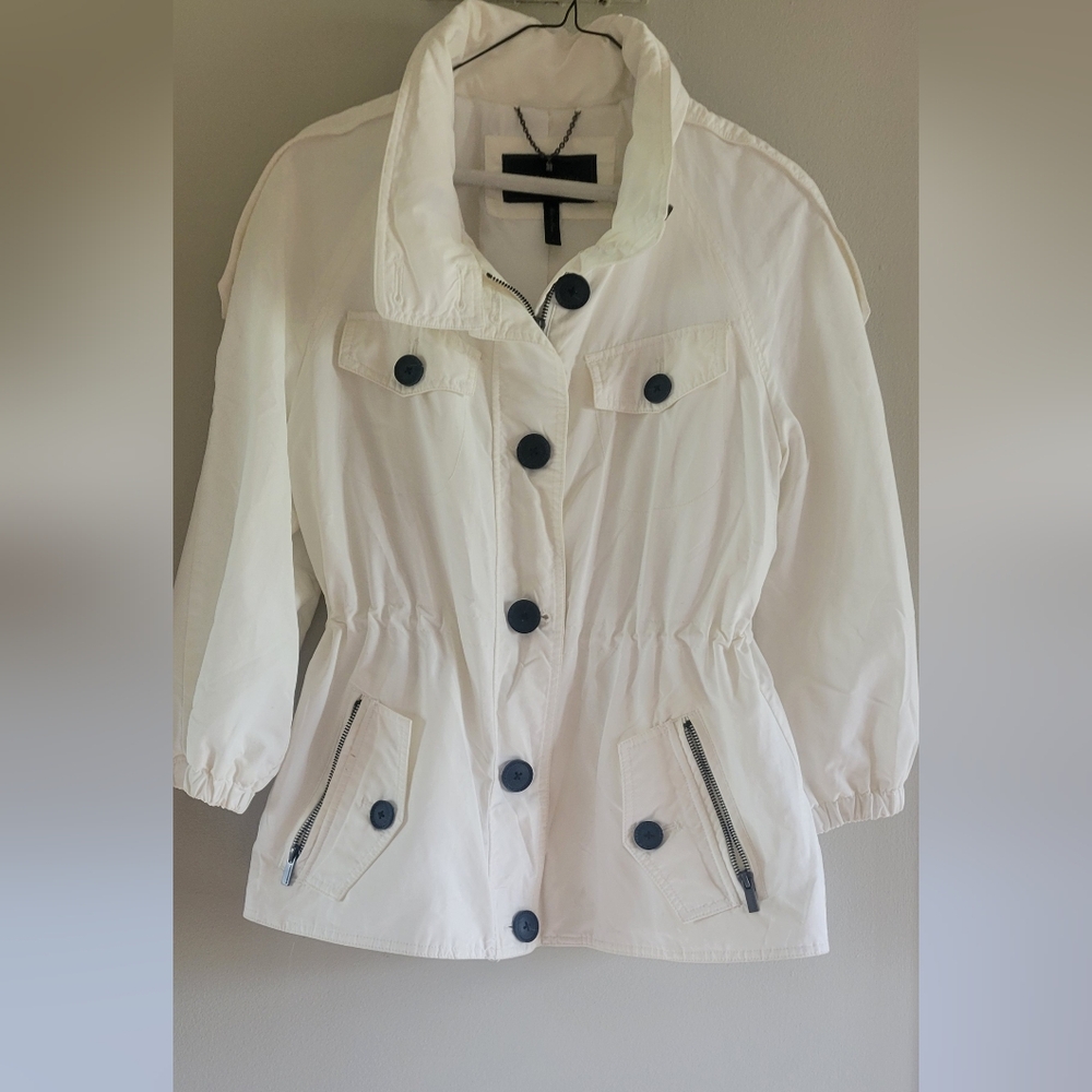BCBG Chic White Jacket with Black Accents